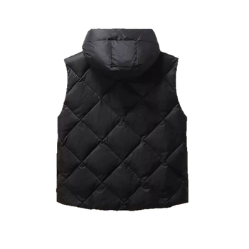 Ženska kapuljača vesta s perjem, punilo od pačjeg perja 76–80%, zatvarač, duljina 50–65 cm, Zima 2025