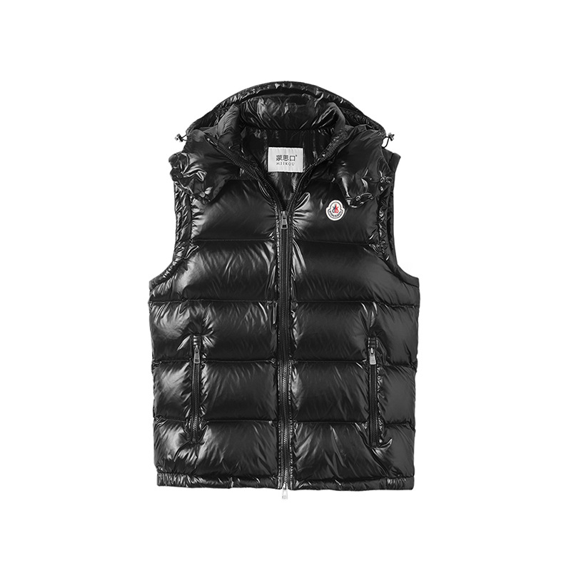 Унисекс пухен елек, къс модел, с качулка и цип (Дебелина: дебел; Пълнеж: бял гъши пух; Основна тъкан: полиестер)