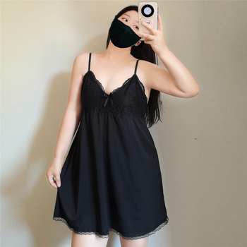 Tank-top стил нощница без ръкави с V-образно деколте, полиестер-памук, умерено тегло на материята (161–180 г/м²), средна дължина пола