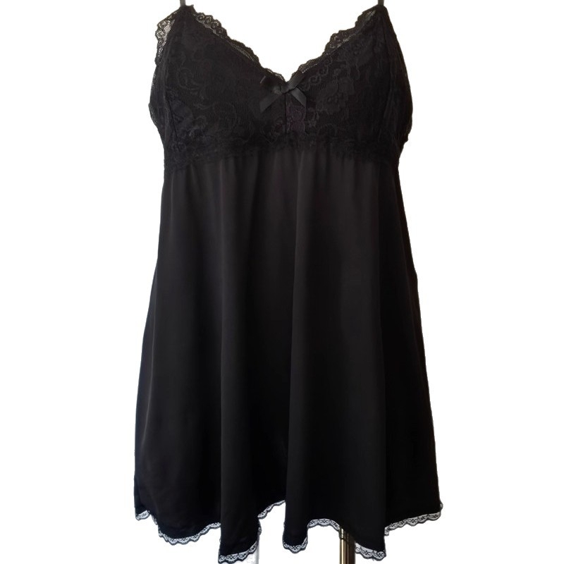 Tank-top стил нощница без ръкави с V-образно деколте, полиестер-памук, умерено тегло на материята (161–180 г/м²), средна дължина пола