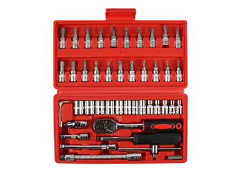 Set de unelte de 46 piese pentru reparații auto și casnice; oțel 45#; cu capete metrice