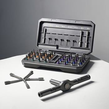 Set de șurubelnițe clichet 42 în 1 pentru demontaj, cu compartiment magnetic pentru biti, mâner anti-alunecare, biti detașabili cu atașamente variate (înainte/înapoi)