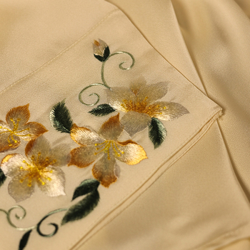 Naise pidžaamase komplekt Suzhou tikandusega — Hiina ajalooline/natsionaalne stiil, kerge polüester, ümmargune kaelus, pikad varrukad, plaatnupudega kinnis