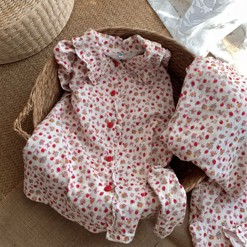 Tüdrukutele 100% puuvillane komplekt, pikkade varrukatega, püksid, lapp-kaelusega, igal aastaajal