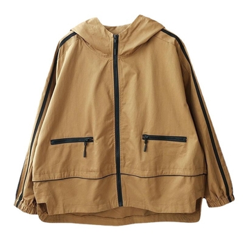 Geacă casual pentru femei cu glugă, mâneci lungi, buzunare cu fermoar, țesătură din bumbac/poliester, Toamnă 2022