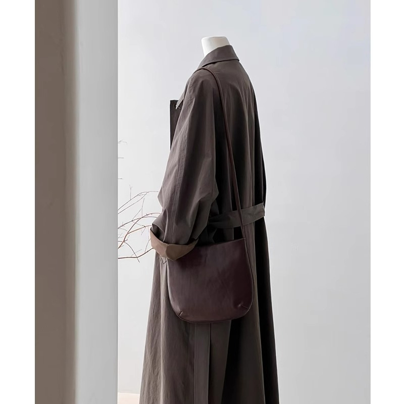 Palton trench pentru femei în stil japonez-coreean, poliester, model simplu, lungime medie, croială lejeră