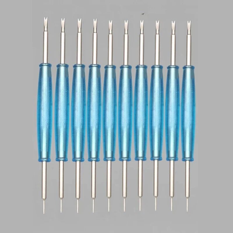 Instrument de reparare ceasuri cu două capete – pentru demontarea curelei și extragerea pinilor; Material: metal și plastic; Set: 10000 buc.; Utilizare: ceasuri; Standard: Mediu