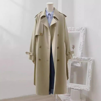 Duga ženska vetrovka s uzorkom houndstooth, V-izrezom, poliester tkanina, korejski stil