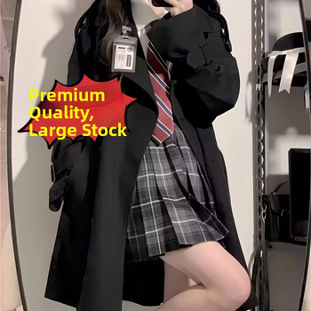 Sieviešu vējaizturīga jaka korejiešu stilā, garas piedurknes, augsta apkakle, vidēja garuma, poliester