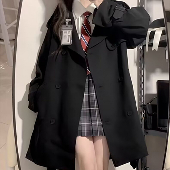 Sieviešu vējaizturīga jaka korejiešu stilā, garas piedurknes, augsta apkakle, vidēja garuma, poliester