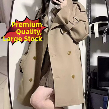 Sieviešu vējaizturīga jaka korejiešu stilā, garas piedurknes, augsta apkakle, vidēja garuma, poliester