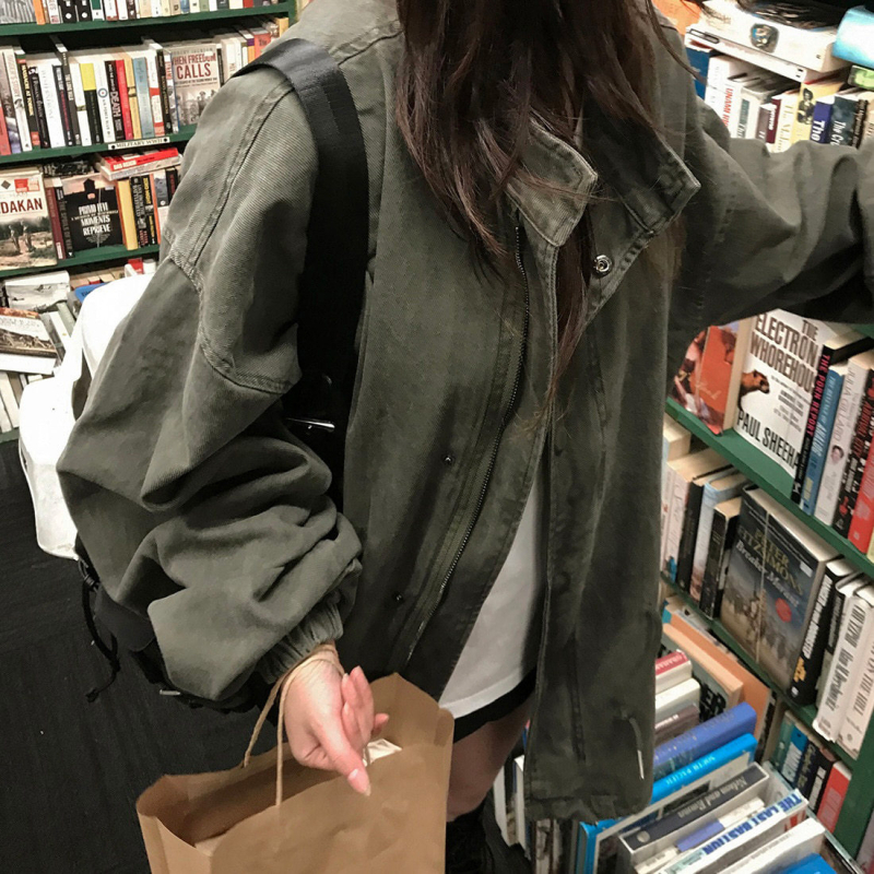 Trench coat jakna - oversize ležernog kroja, stojeći ovratnik, zip, poliester