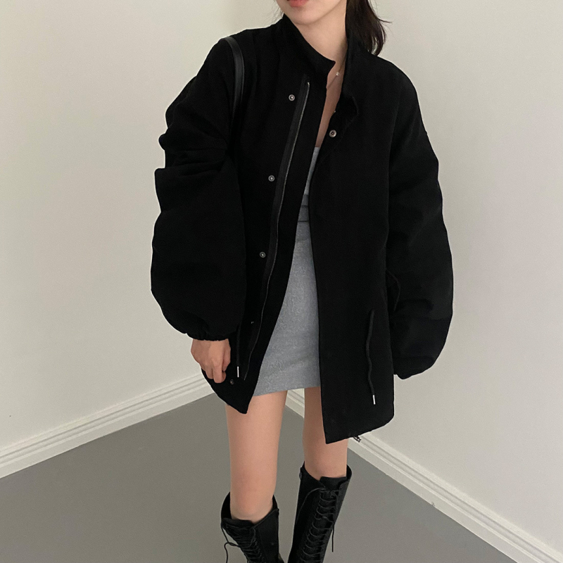 Trench coat jakna - oversize ležernog kroja, stojeći ovratnik, zip, poliester