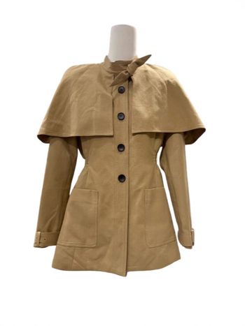 Dámski pamučni kaput-windbreaker s pojasom, stojeći ovratnik, dugi rukavi, srednja duljina, bez glačanja, elegantan gradski stil