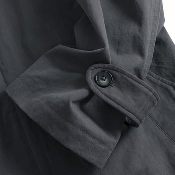 Palton trench lung – din nailon, croială lejeră în stil coreean, peste genunchi, fermoar