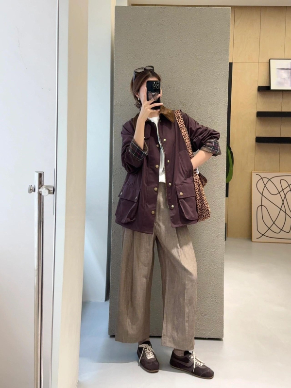 Trenč jakna - poliester-spandeks smjesa, ovratnik, kopčanje na jedno dugme, vintage casual stil