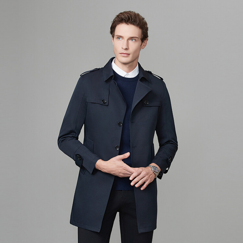 Palton, croială slim, guler de sacou, închidere cu nasturi pe un rând, Vinylon-Lycra țesătură