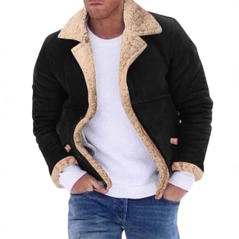 Полиестрово зимно яке с реверен яка, едноредово закопчаване, дебело подплатено, патч джобове