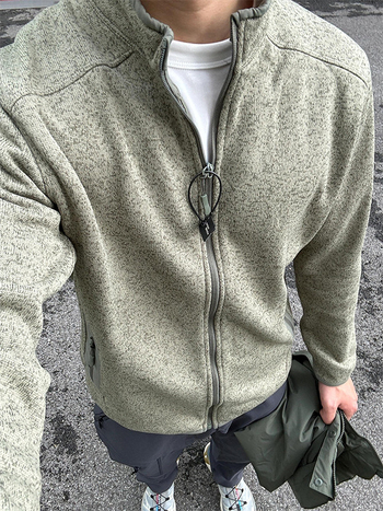 Мъжко флийс яке Harajuku с висока яка и цип – свободна кройка, полиестерна материя