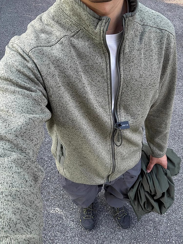Мъжко флийс яке Harajuku с висока яка и цип – свободна кройка, полиестерна материя