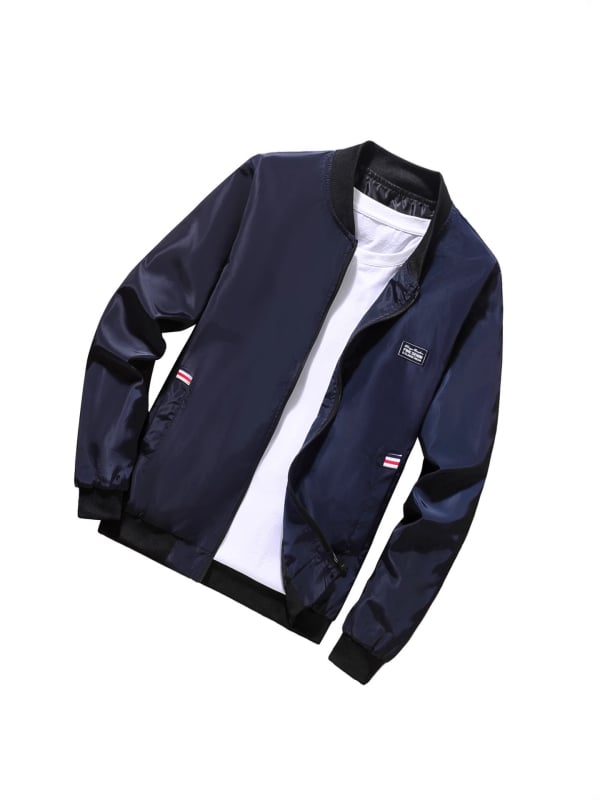 Ανδρικό μπουφάν άνοιξη-φθινοπωρού, μινιμαλιστικό στυλ, όρθιος γιακά, Acetate fiber, Άνοιξη 2025