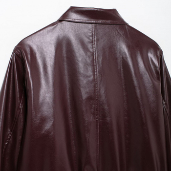 Sieviešu PU ādas jaka ar lakakli, garas piedurknes, šuvju dizains, līdz 30% elastāns, parasta garuma, rudens 2024