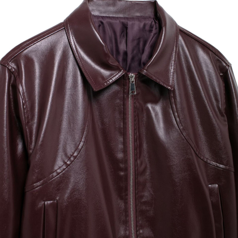 Sieviešu PU ādas jaka ar lakakli, garas piedurknes, šuvju dizains, līdz 30% elastāns, parasta garuma, rudens 2024