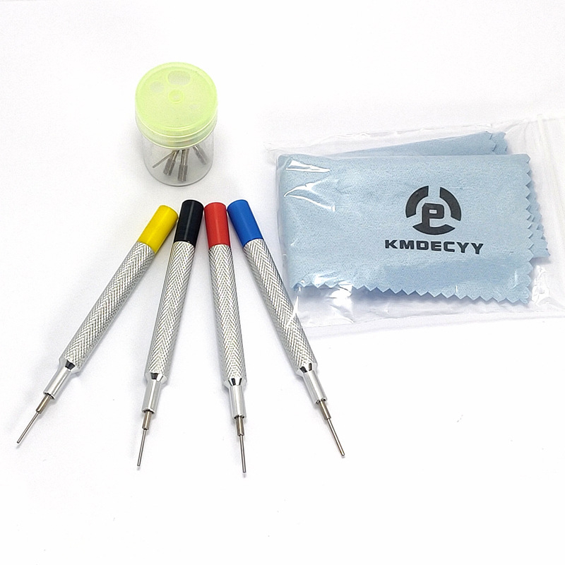 Órajavító eszköz szíjak szétszereléséhez és acél karkötő cseréjéhez, ötvözet acél, Andu márka, 4 részes készlet