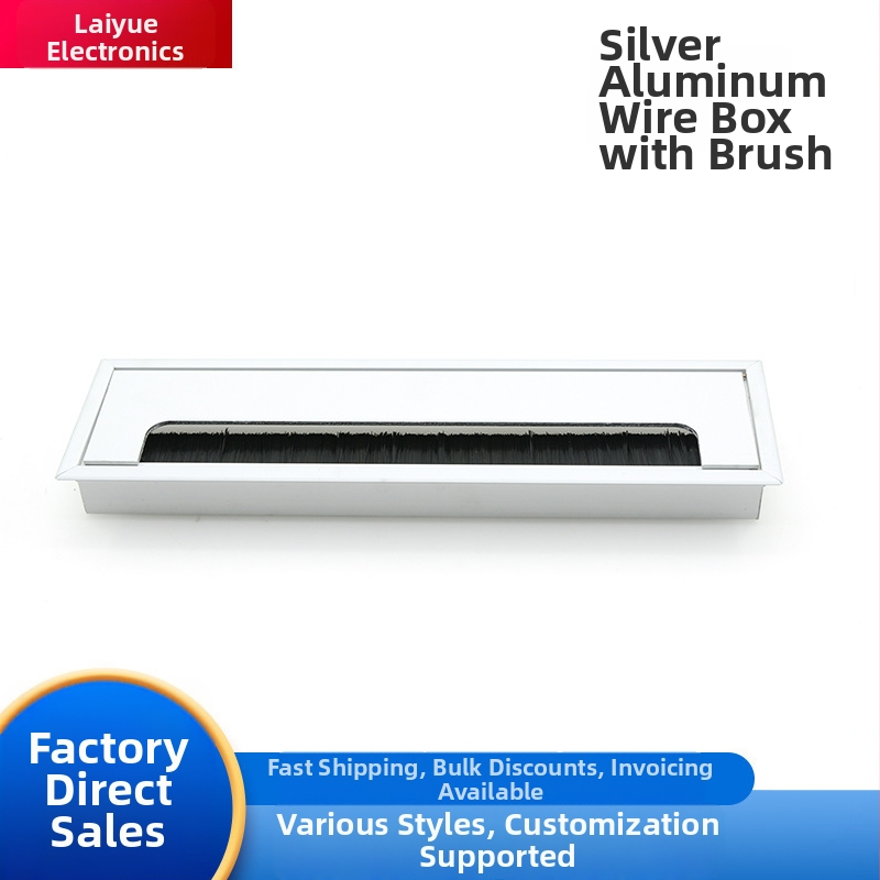 Integrēta kabelu vadības kaste biroja galdam no alumīnija sakausējuma, taisnstūra forma