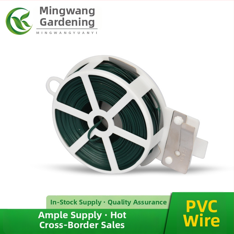 Kertkötözők a kapaszkodó növények rögzítésére, önzáró kötöző zsinórok PVC- és vasdrótból, 0,7–0,8 mm vastagság; alkalmas kertben, elektromos berendezéseknél és kézművességhez