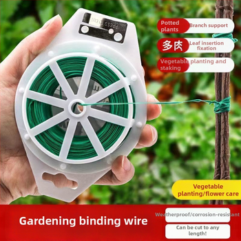 Градински тел за връзване с пластмасово покритие – тричастов комплект за рози, катерещи растения и лози – инструмент за връзване на растения