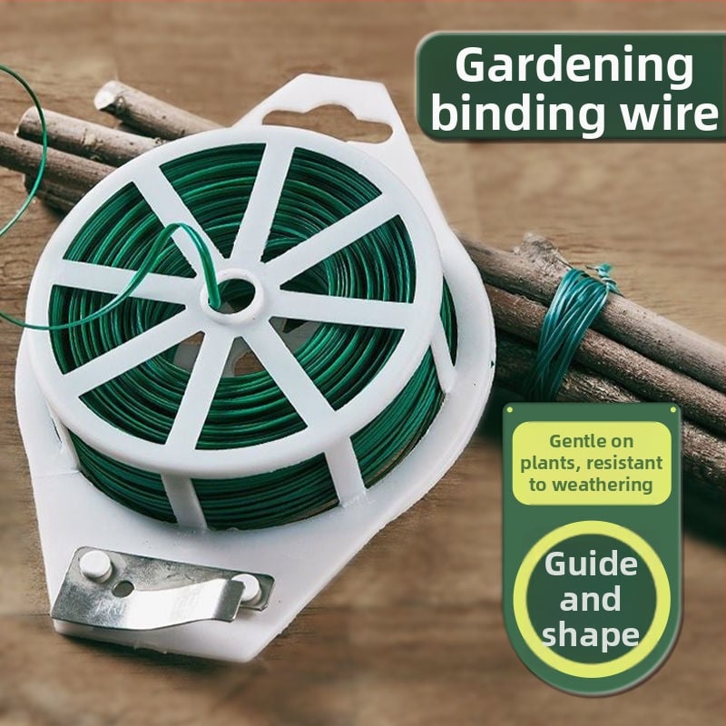 Градински тел за връзване с пластмасово покритие – тричастов комплект за рози, катерещи растения и лози – инструмент за връзване на растения