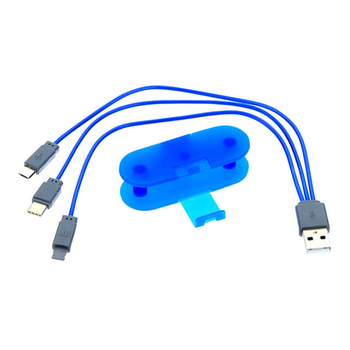 Az autóba való 3–in–1 nejlon töltőkábel USB, gyors töltés 10W-ig, telefontartó és tekerő tároló dobozzal