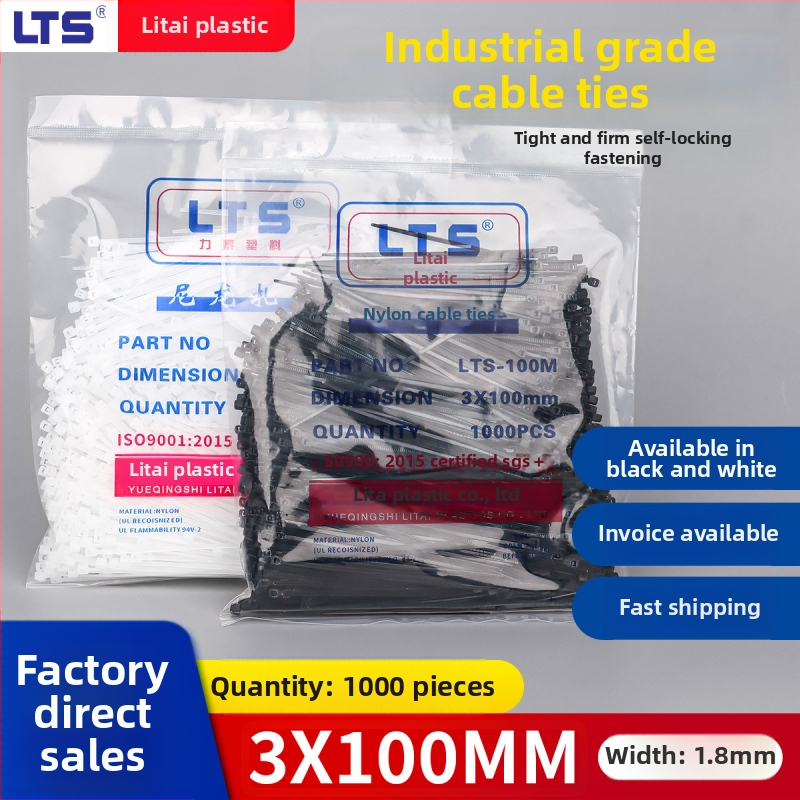 Legături auto-blocante pentru cabluri, PA66, model 3x100 ne-standard, rezistență la foc 0.97