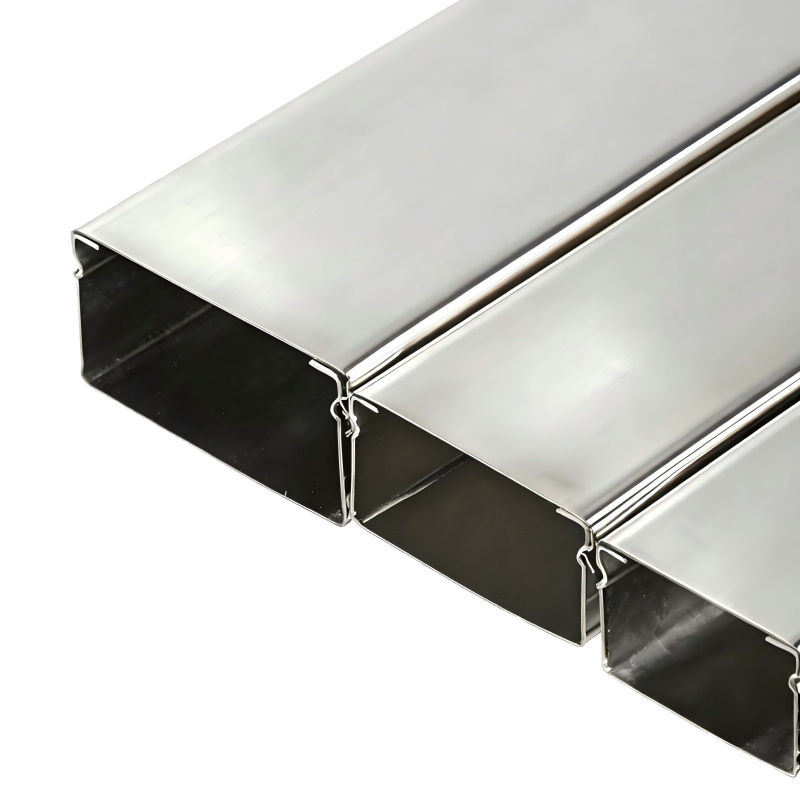 Pinnale paigaldatav ruudukujuline kaablikanal väliskattetega — roostevabast terasest kaablikanal, Weiji bränd, avatud juhtmestiku kanal