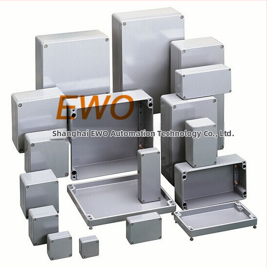 Vonkajšia nepremokavá spojovacia skrinka — hermeticky uzavretá hliníková odlievaná skrinka pre elektrické vodiče a napájanie; vhodné pre terminálne dosky a skrinky s tlačidlami (Značka: Ewo)