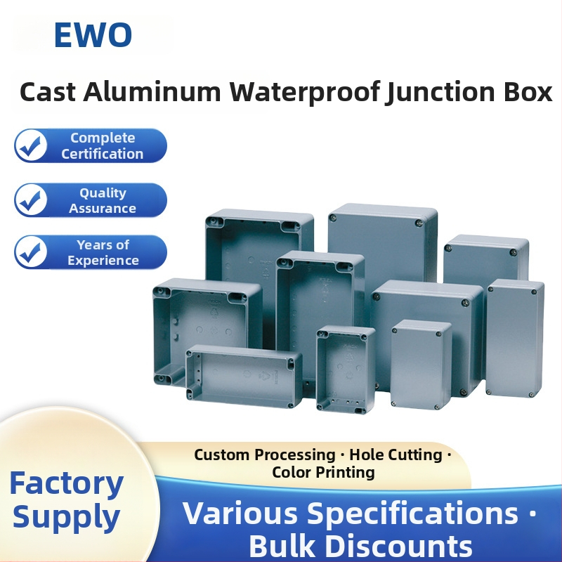 Vonkajšia nepremokavá spojovacia skrinka — hermeticky uzavretá hliníková odlievaná skrinka pre elektrické vodiče a napájanie; vhodné pre terminálne dosky a skrinky s tlačidlami (Značka: Ewo)