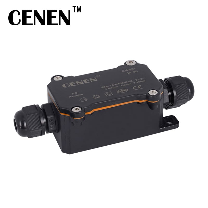 IP68 vízálló csatlakozó doboz kültéri és föld alatti világításhoz, kábelcsatlakozós doboz 1 bemenet és 1 kimenet, modell 801, márka CENEN