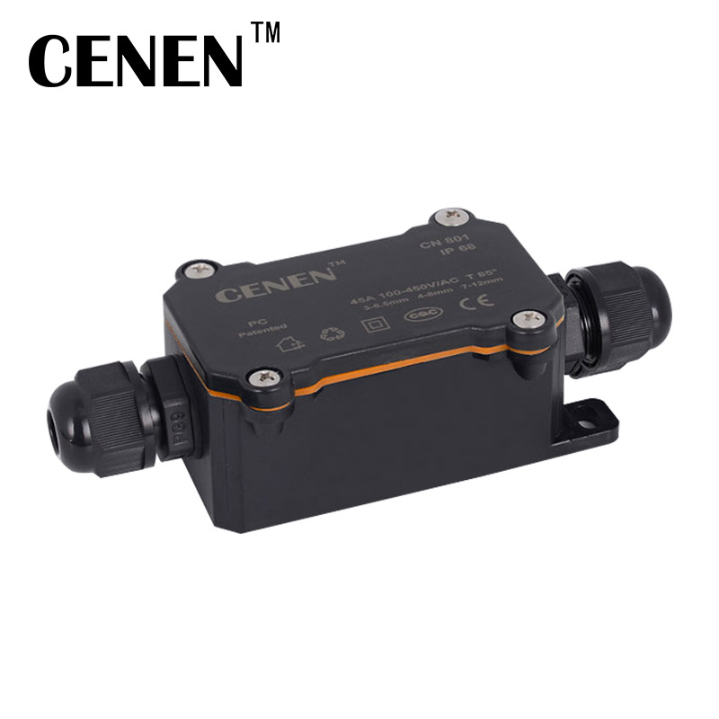 IP68 vízálló csatlakozó doboz kültéri és föld alatti világításhoz, kábelcsatlakozós doboz 1 bemenet és 1 kimenet, modell 801, márka CENEN