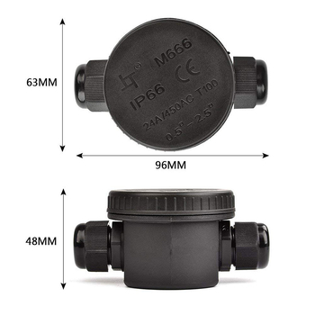Jiabinlai IP66 kruhová vonkajšia vodotesná rozvodová skrinka, 1 vstup 1 výstup
