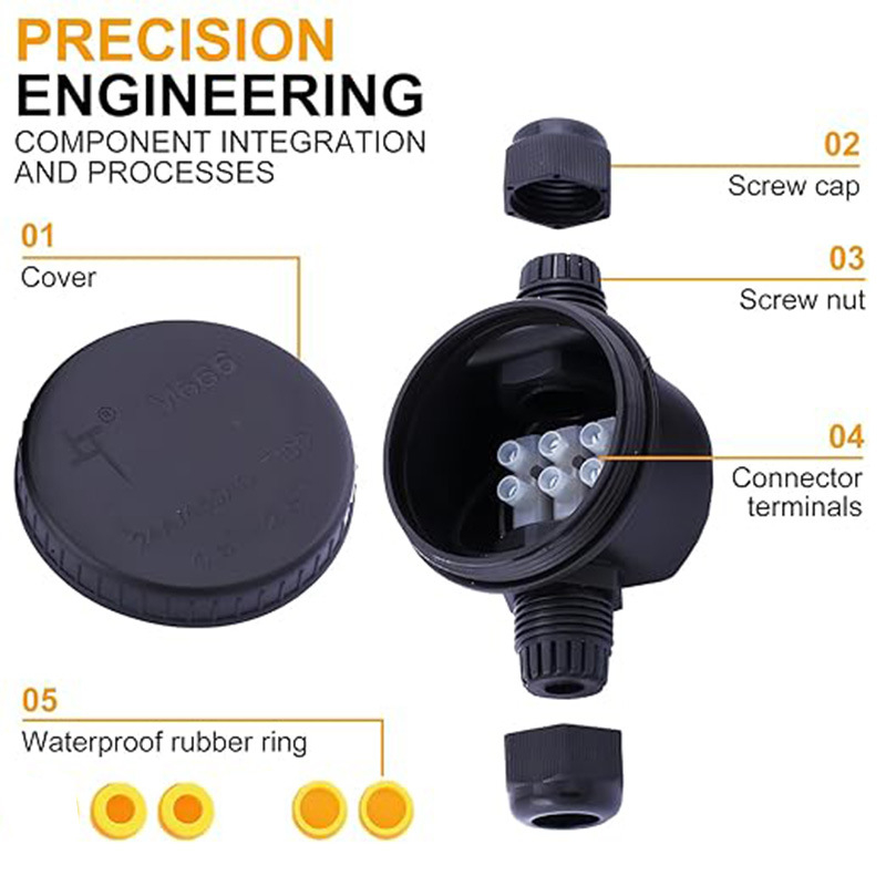 Jiabinlai IP66 kruhová vonkajšia vodotesná rozvodová skrinka, 1 vstup 1 výstup