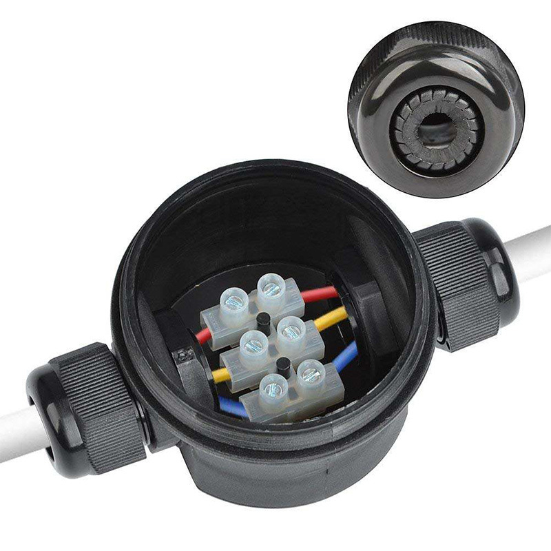 Jiabinlai IP66 kruhová vonkajšia vodotesná rozvodová skrinka, 1 vstup 1 výstup