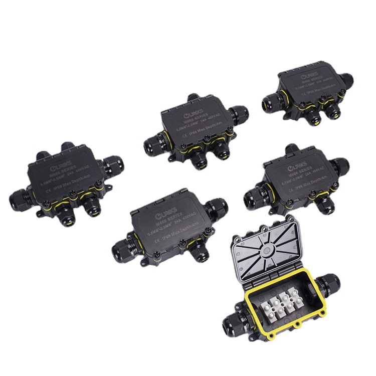 LED vodootporna kutija za spojnice – serija M686, šest priključaka, IP68, spajanje, kućište od PC-a