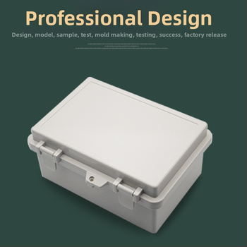 Vodotesná ABS rozvodná skrinka s výklopným krytom na pántoch, uzamykateľná, pre vonkajšiu kabeláž.