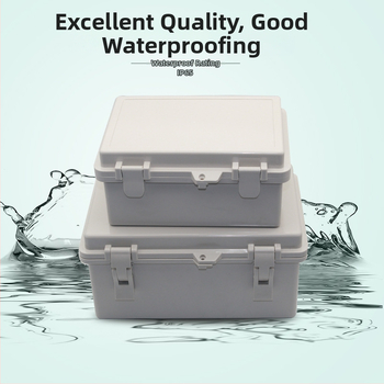 Vodotesná ABS rozvodná skrinka s výklopným krytom na pántoch, uzamykateľná, pre vonkajšiu kabeláž.