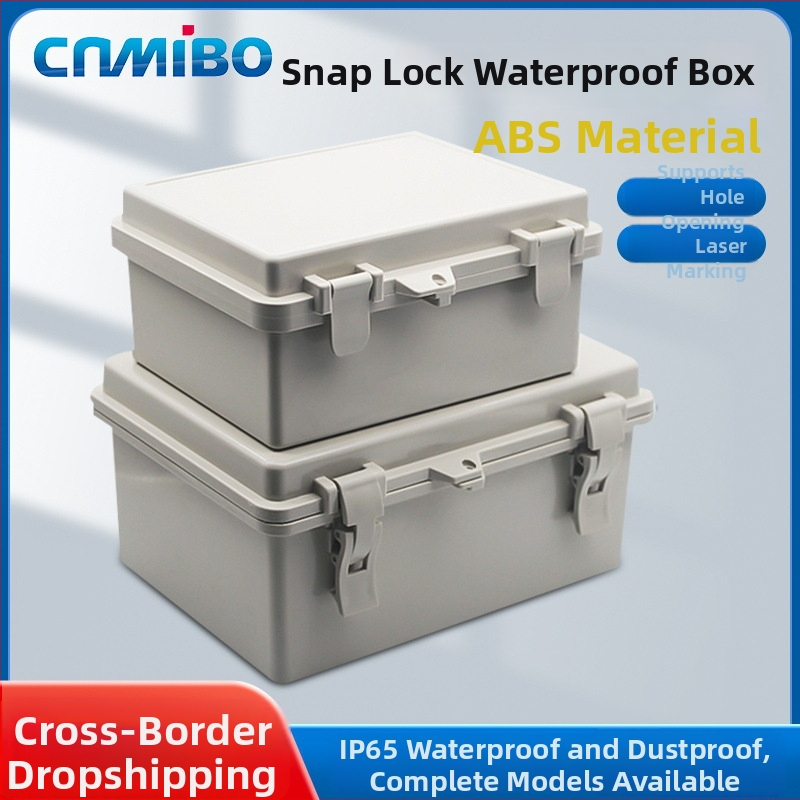 Vodotesná ABS rozvodná skrinka s výklopným krytom na pántoch, uzamykateľná, pre vonkajšiu kabeláž.