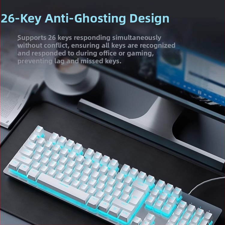 Σετ πληκτρολογίου και ποντικιού για παιχνίδια με μηχανικούς καφέ διακόπτες, ενσύρματο, συμβατό με PC και φορητό υπολογιστή.