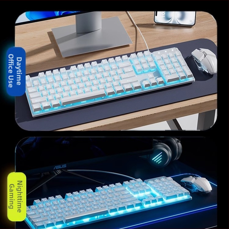 Σετ πληκτρολογίου και ποντικιού για παιχνίδια με μηχανικούς καφέ διακόπτες, ενσύρματο, συμβατό με PC και φορητό υπολογιστή.