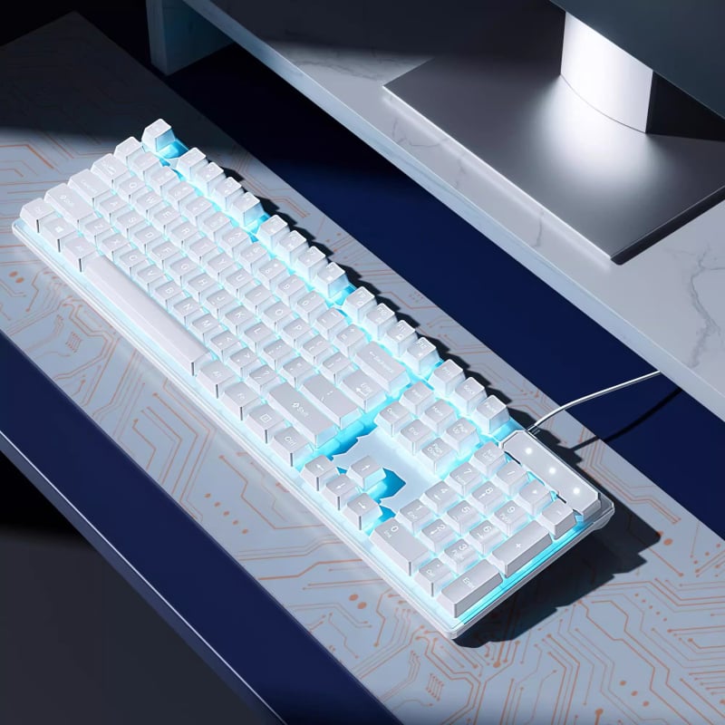 Σετ πληκτρολογίου και ποντικιού για παιχνίδια με μηχανικούς καφέ διακόπτες, ενσύρματο, συμβατό με PC και φορητό υπολογιστή.