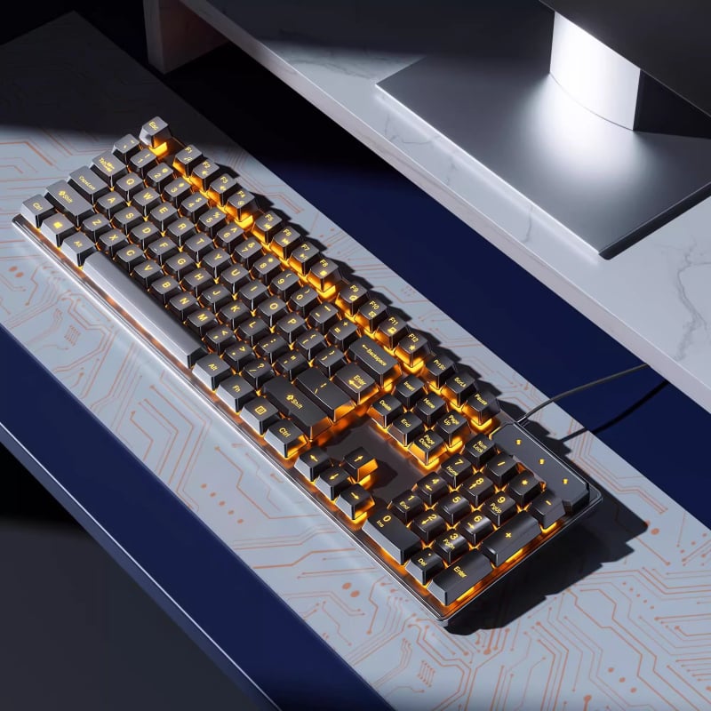 Σετ πληκτρολογίου και ποντικιού για παιχνίδια με μηχανικούς καφέ διακόπτες, ενσύρματο, συμβατό με PC και φορητό υπολογιστή.